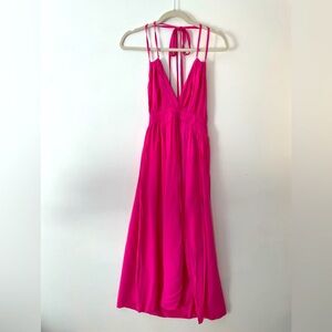 Bubba women’s hot pink cotton halter tie dress. Size small.